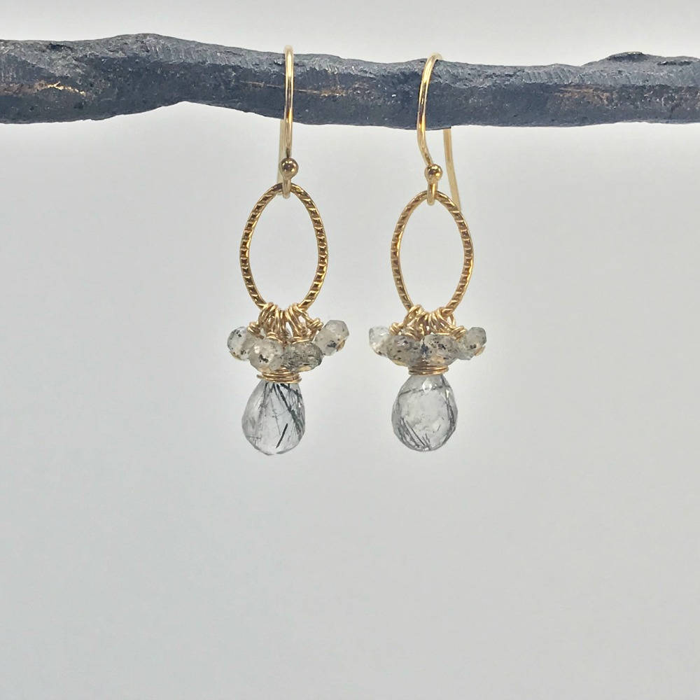 Quartz Earrings Rutilated Quartz Dainty Earrings Cute Earrings Minimalist Earrings Gemstone Earrings Handmade Earrings Crystal Earrings