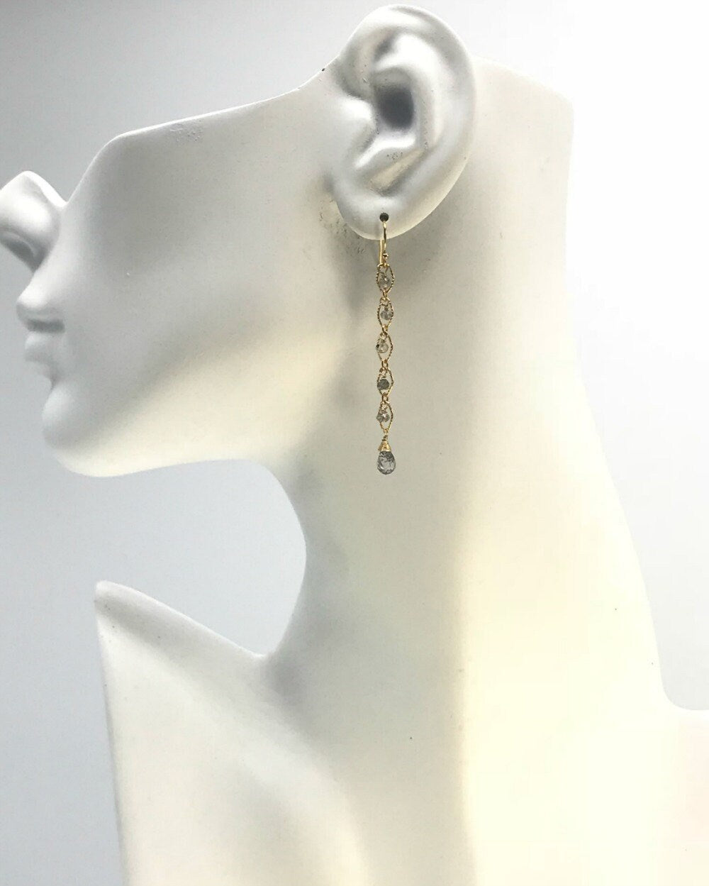 Rutilated Quartz Earrings Quartz Earrings March Birthstone Long Earrings Dangle Earrings Drop Earrings Dainty Earrings Lightweight Earrings