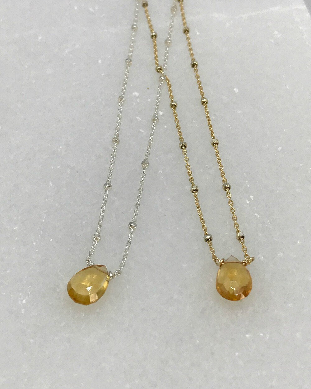 Dainty Citrine Necklace November Birthstone Delicate Necklace Layering Necklace Gemstone Necklace Everyday Necklace Citrine Jewelry