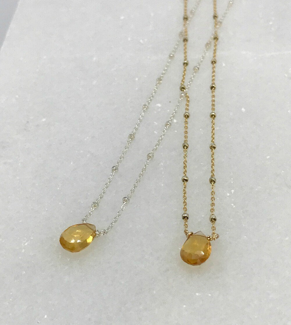 Dainty Citrine Necklace November Birthstone Delicate Necklace Layering Necklace Gemstone Necklace Everyday Necklace Citrine Jewelry