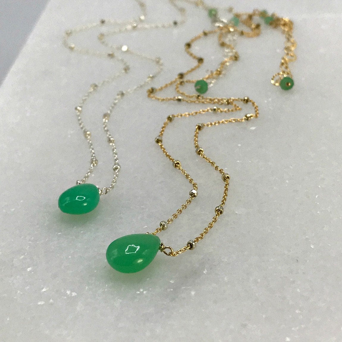 Chrysoprase Necklace Seafoam Gemstone Green Jewelry Bridesmaid Jewelry Wedding Jewelry Delicate Necklace Layering Necklace Dainty Necklace