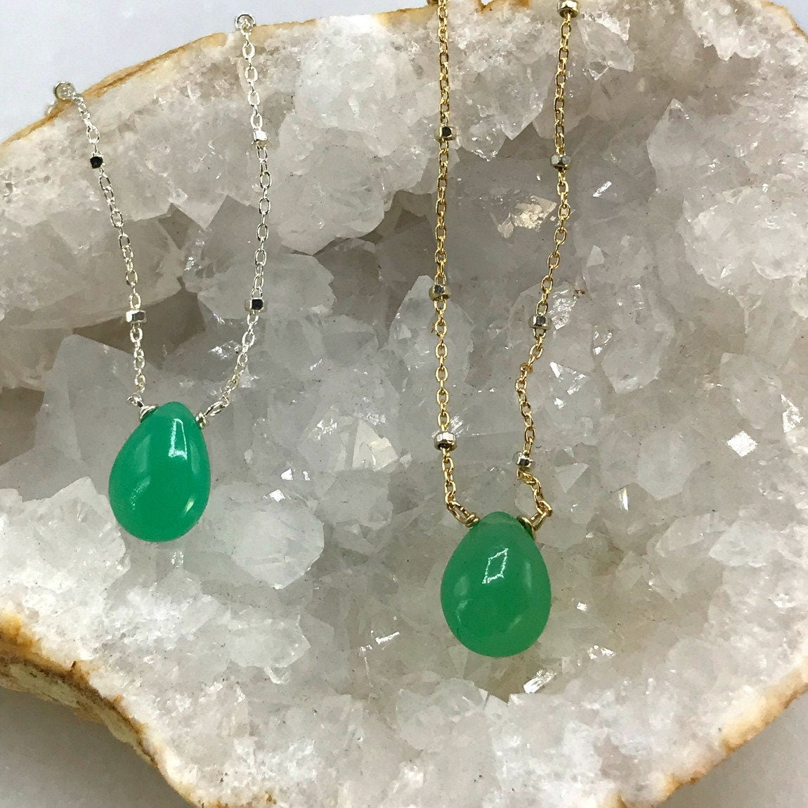 Chrysoprase Necklace Seafoam Gemstone Green Jewelry Bridesmaid Jewelry Wedding Jewelry Delicate Necklace Layering Necklace Dainty Necklace