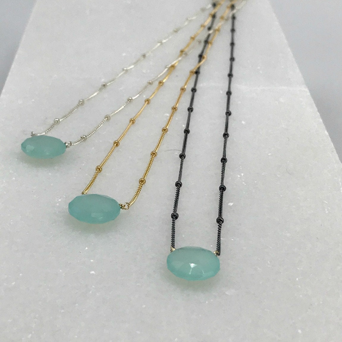 Aqua Chalcedony Necklace Blue Gemstone Boho Necklace Delicate Necklace Everyday Necklace Graduation Gift Dainty Necklace Blue Jewelry