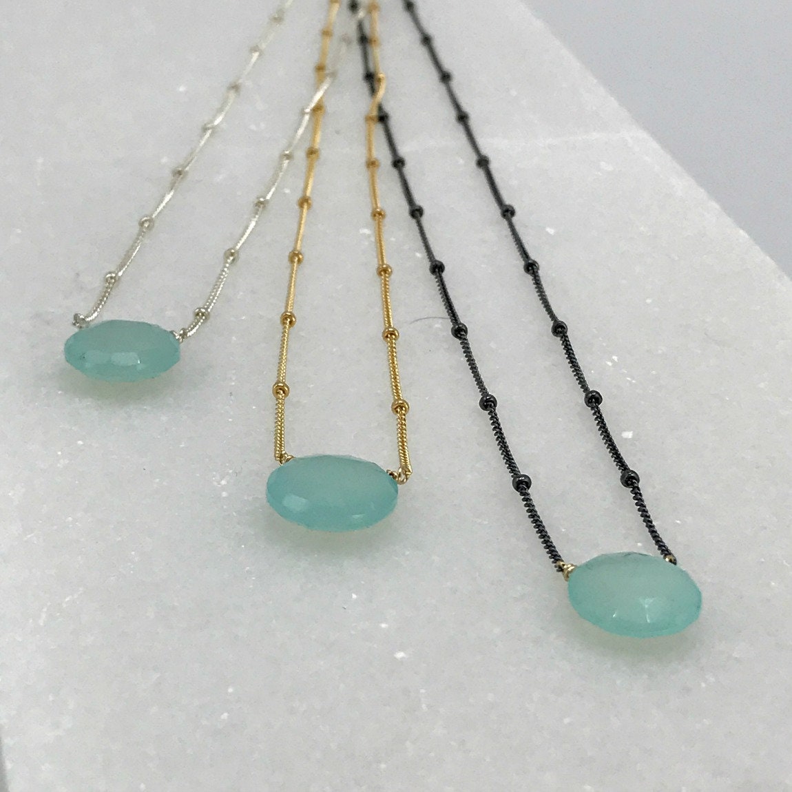 Aqua Chalcedony Necklace Blue Gemstone Boho Necklace Delicate Necklace Everyday Necklace Graduation Gift Dainty Necklace Blue Jewelry
