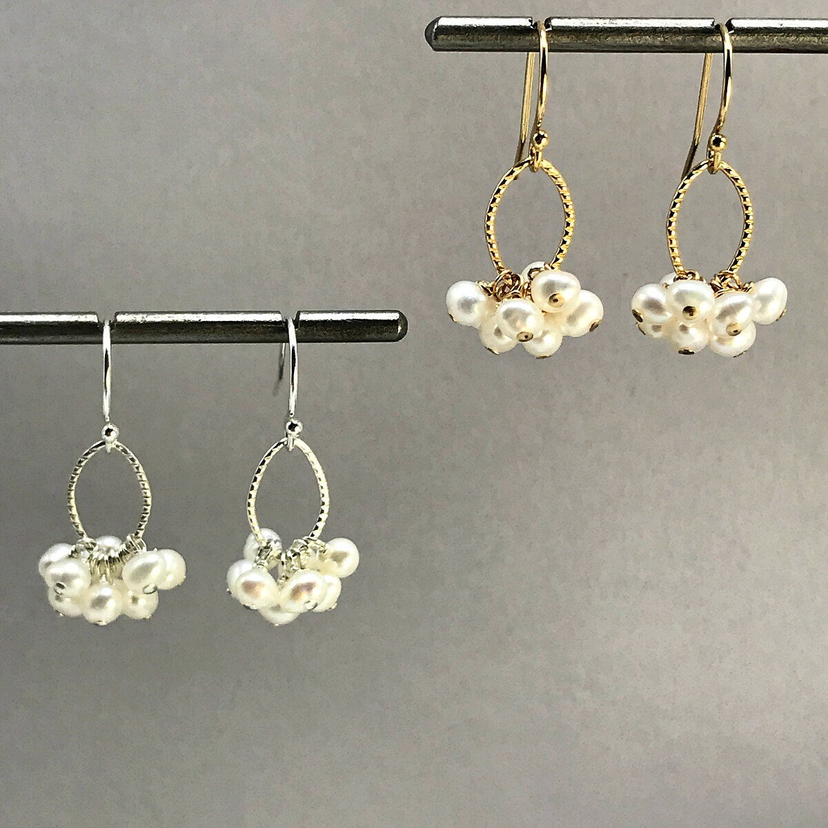 Pearl Earrings June Birthstone Delicate Earrings Cluster Earrings Dangle Earrings Boho Earrings Minimalist Earrings Gift for Mom