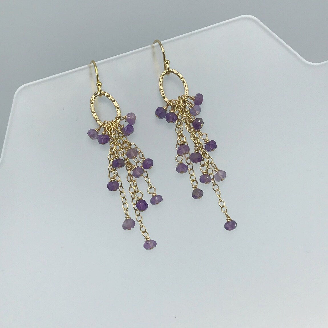 Tassel Earrings Amethyst Earrings February Birthstone Handmade Earrings Dangle Earrings Cluster Earrings Linear Earrings Boho Earrings