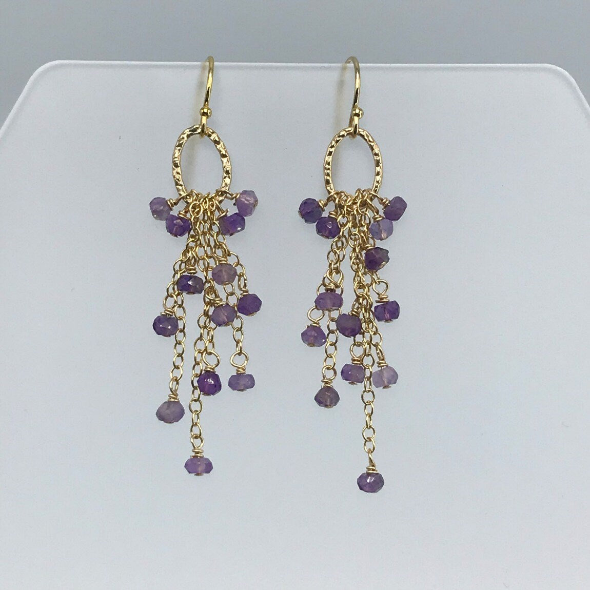 Tassel Earrings Amethyst Earrings February Birthstone Handmade Earrings Dangle Earrings Cluster Earrings Linear Earrings Boho Earrings