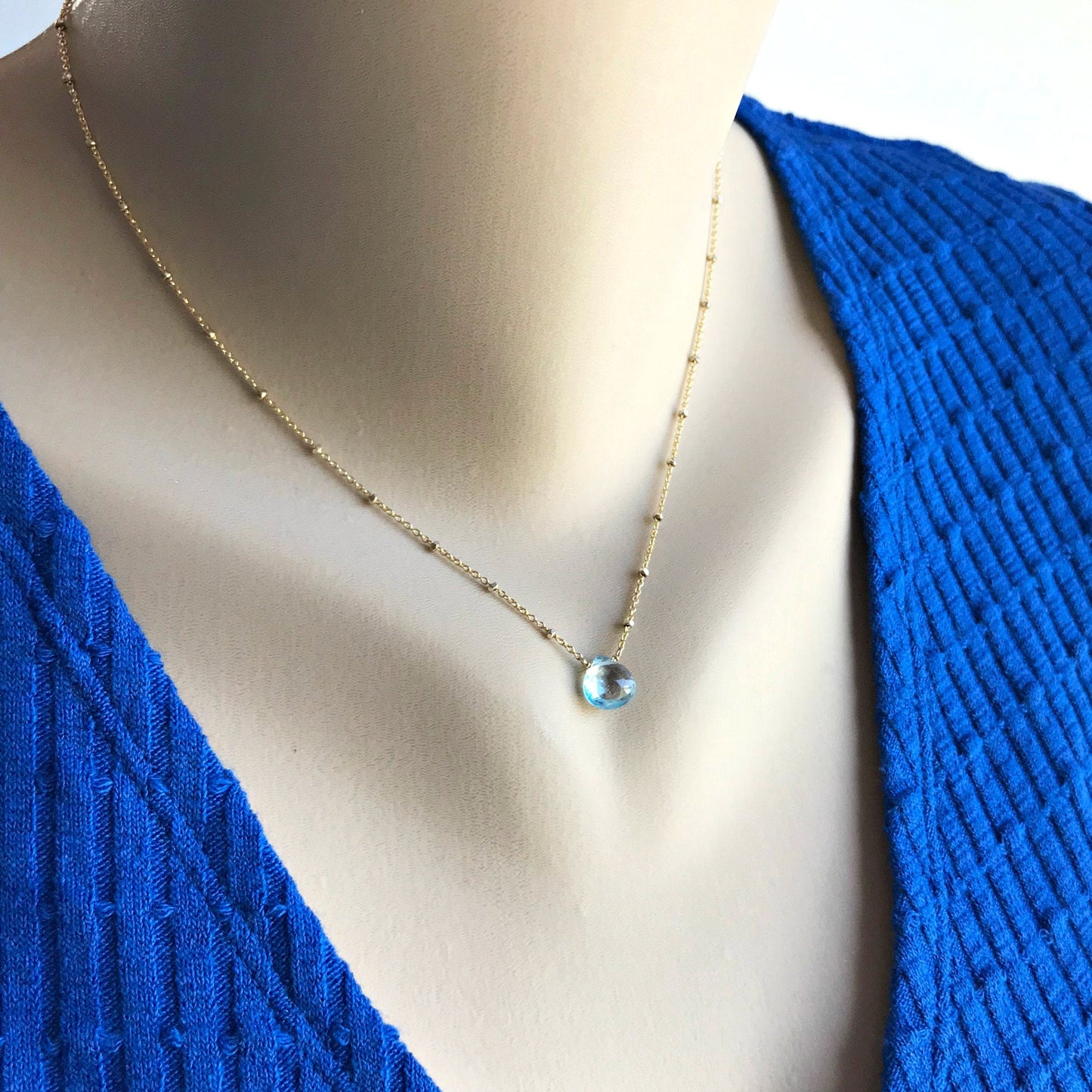 Blue Topaz Necklace December Birthstone Birthstone Necklace Minimalist Necklace Blue Necklace Gemstone Necklace Dainty Necklace Gift for Her