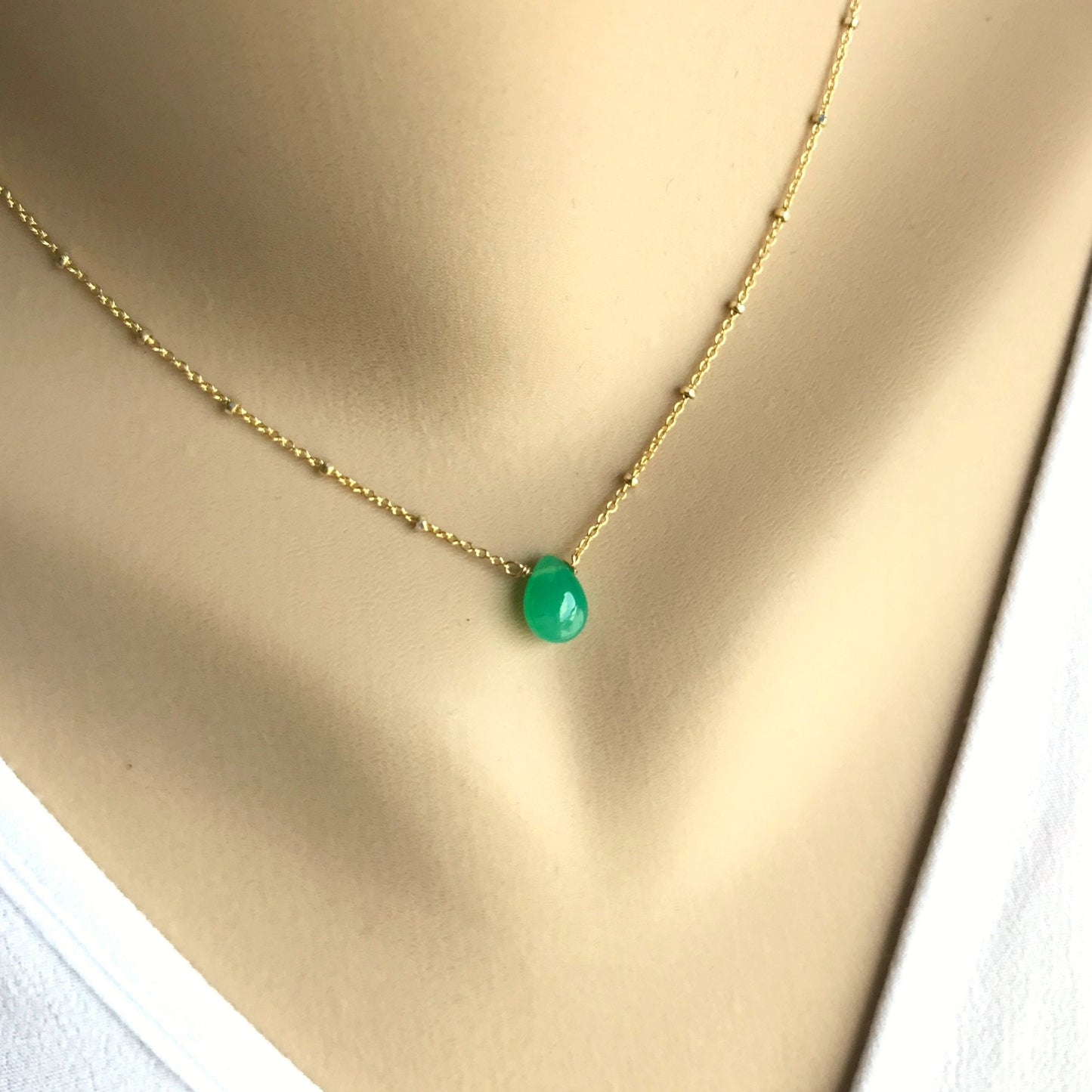 Chrysoprase Necklace Seafoam Gemstone Green Jewelry Bridesmaid Jewelry Wedding Jewelry Delicate Necklace Layering Necklace Dainty Necklace