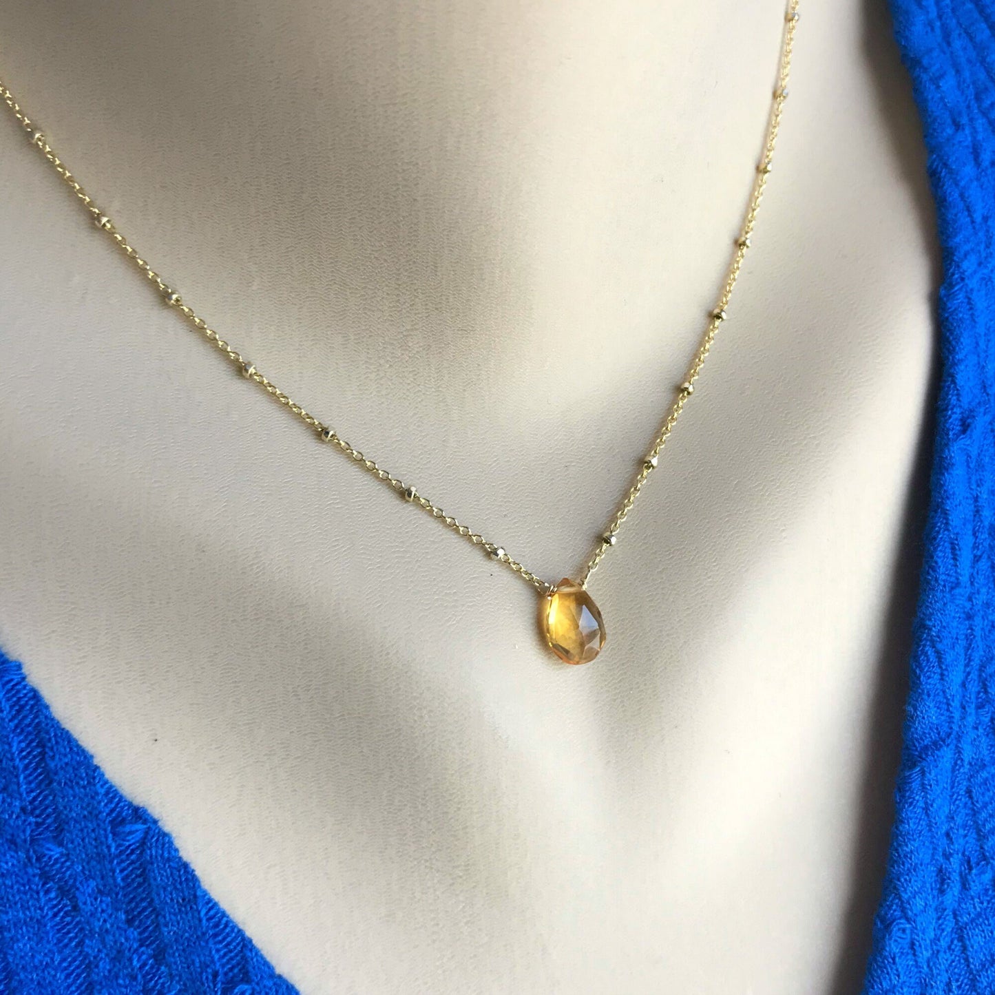 Dainty Citrine Necklace November Birthstone Delicate Necklace Layering Necklace Gemstone Necklace Everyday Necklace Citrine Jewelry