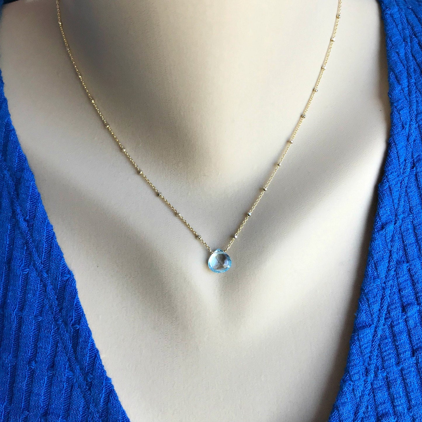 Blue Topaz Necklace December Birthstone Birthstone Necklace Minimalist Necklace Blue Necklace Gemstone Necklace Dainty Necklace Gift for Her