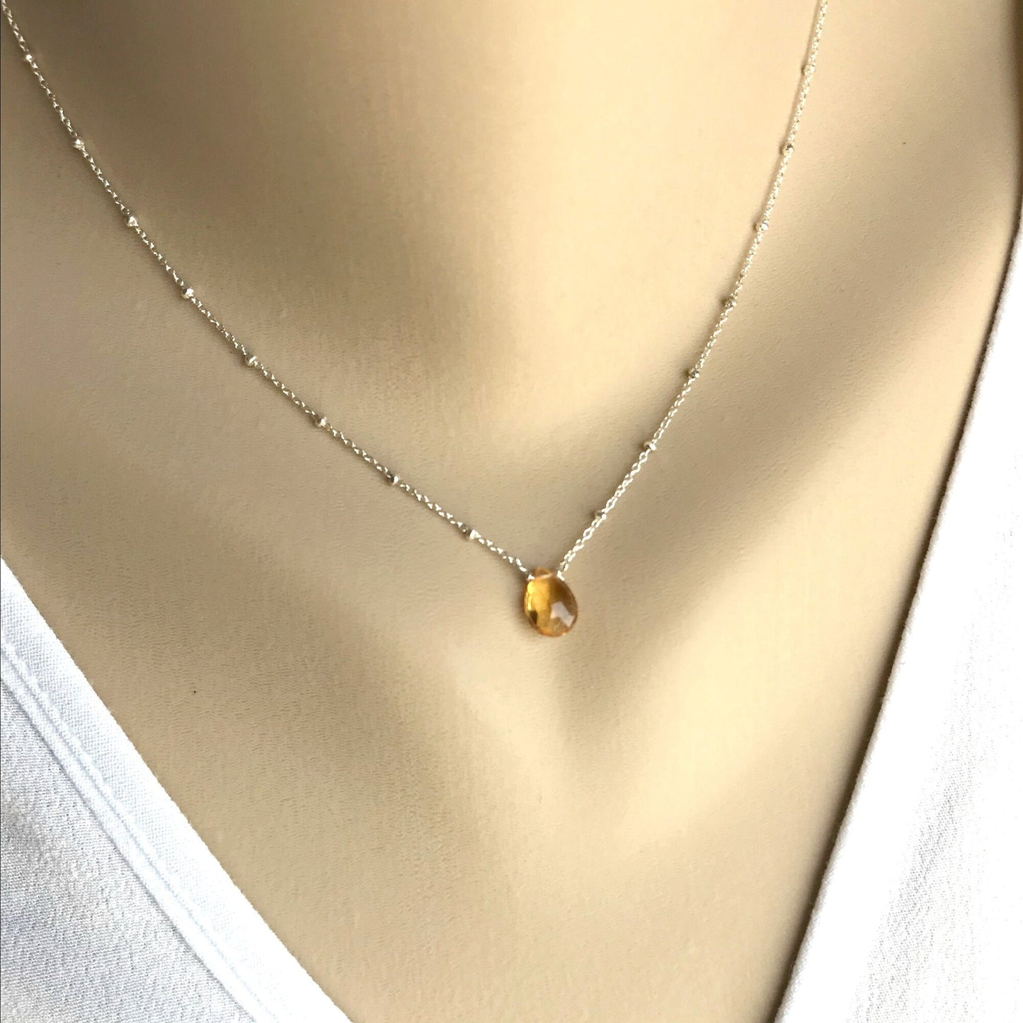 Dainty Citrine Necklace November Birthstone Delicate Necklace Layering Necklace Gemstone Necklace Everyday Necklace Citrine Jewelry