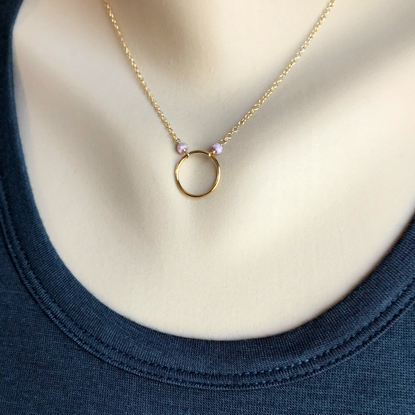 Karma Necklace Ruby Necklace July Birthstone Eternity Necklace Circle Necklace Karma Circle Ring Necklace Simple Necklace Gold Circle