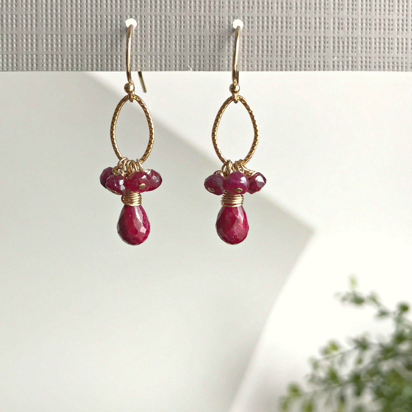 Ruby Earrings July Birthstone Ruby Jewelry Dainty Earrings Birthstone Earrings Simple Earrings Cluster Earrings Teardrop Earrings