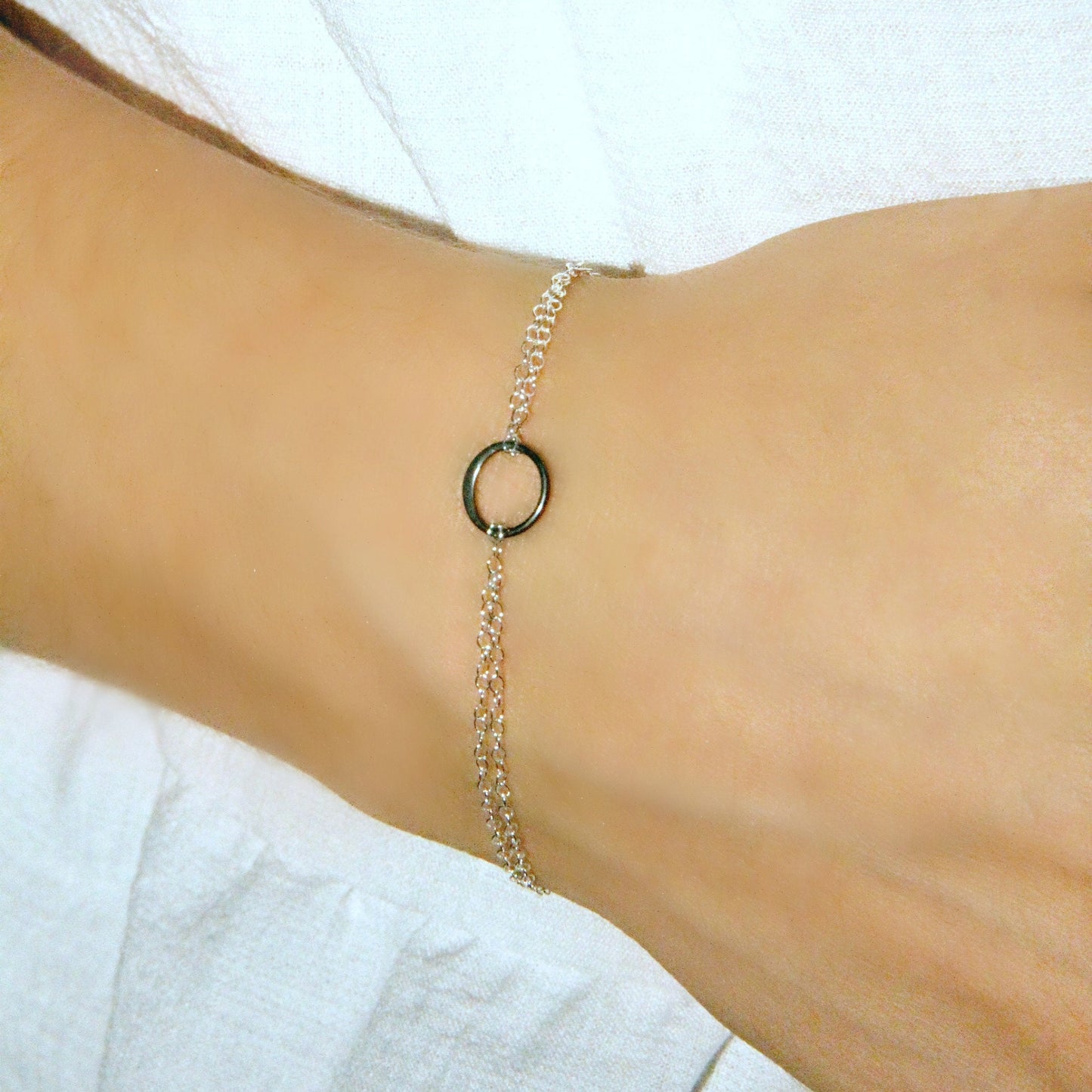Dainty Circle Bracelet,Everyday Bracelet,Simple Bracelet,Two Tone Bracelet, Layered Bracelet,Minimalist Bracelet,Delicate Two tone bracelet