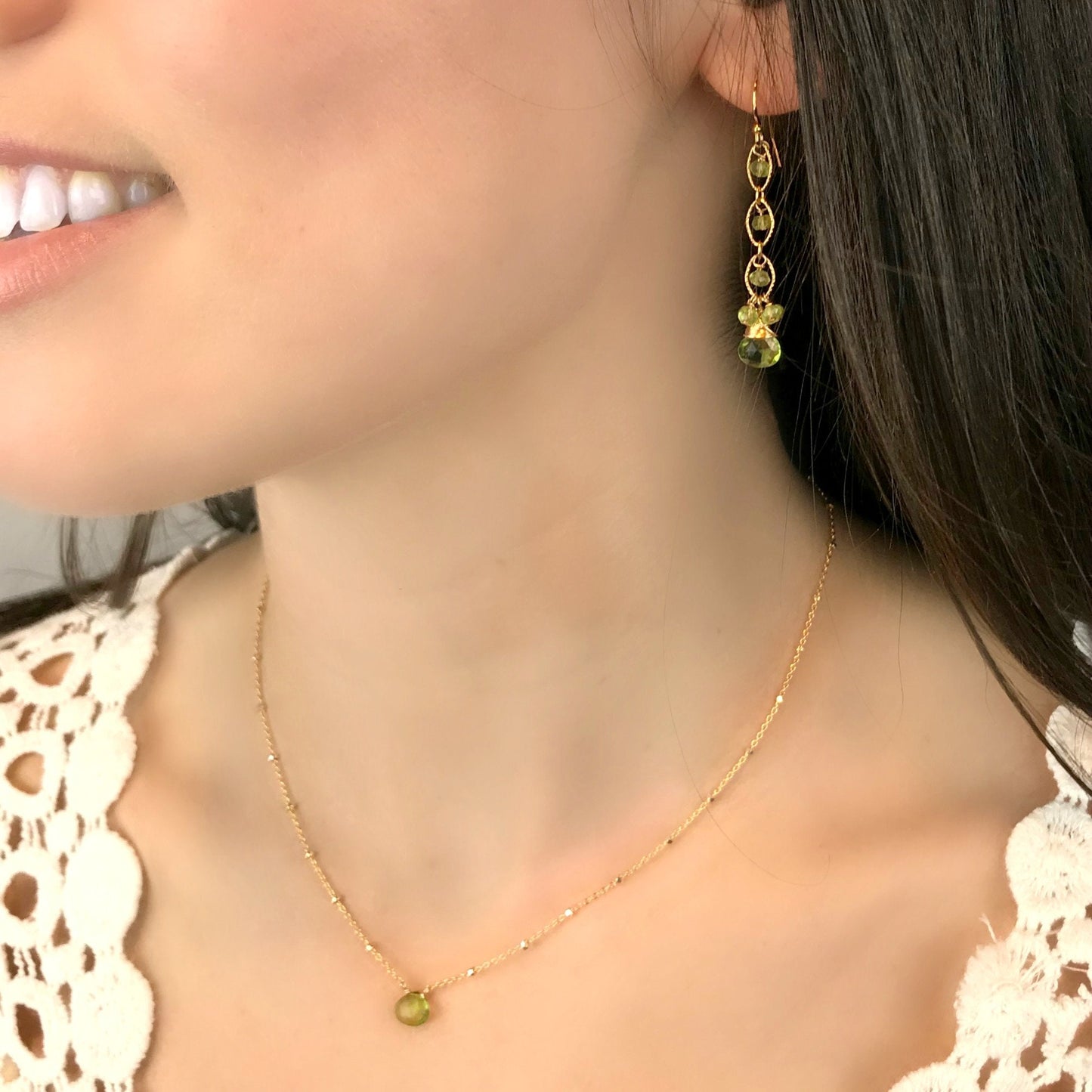 Peridot Earrings August Birthstone Gemstone Earrings Drop Earrings Linear Earrings Dangle Earrings Green Earrings Everyday Earrings