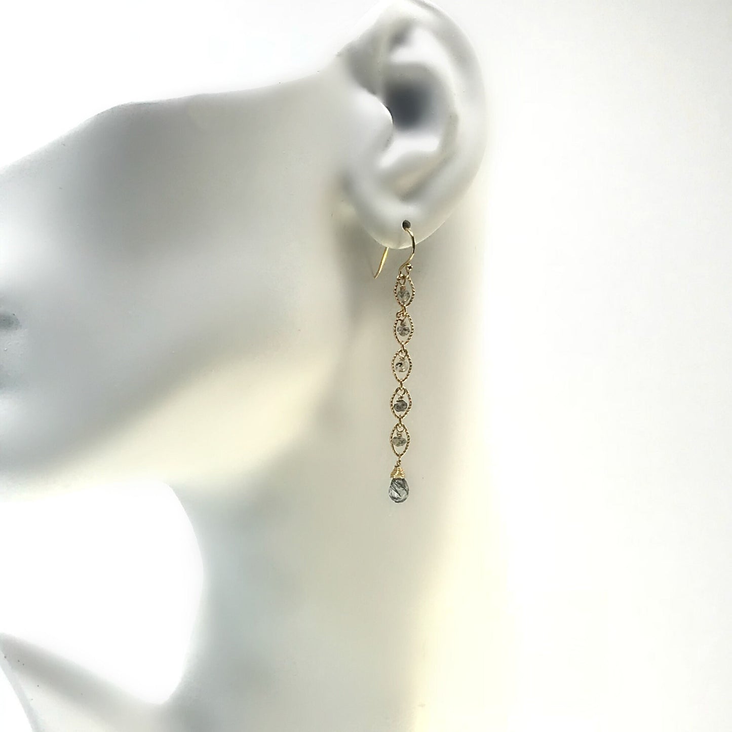 Rutilated Quartz Earrings Quartz Earrings March Birthstone Long Earrings Dangle Earrings Drop Earrings Dainty Earrings Lightweight Earrings