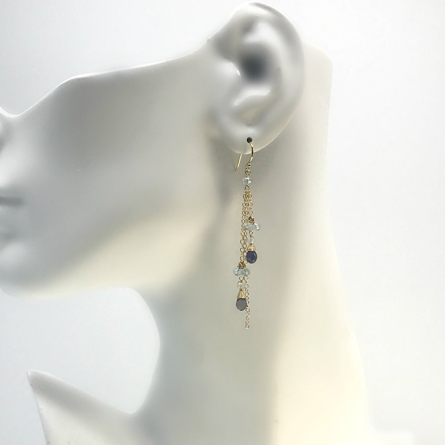 Iolite Earrings Blue Topaz Earrings Long Earrings Delicate Earrings Dangle Earrings Drop Earrings Blue Earrings