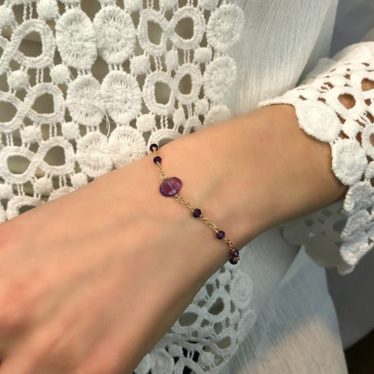 Amethyst Bracelet,Birthstone Bracelet,Amethyst Jewelry,Beaded Bracelet,Gold Bracelet,Chakra Bracelet,Best Friend Bracelet, Bracelet for Mom