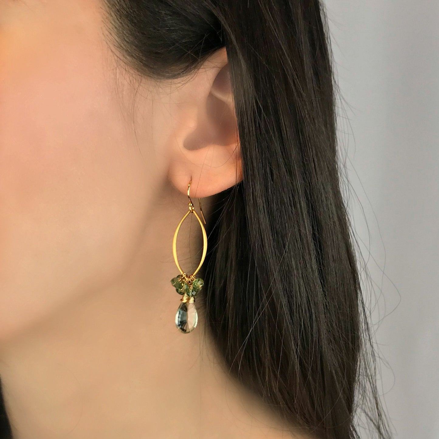 Green Amethyst Drop Earrings Dangle Earrings Green Earrings Bridesmaid Earrings Gemstone Earrings Women Earrings Gift for Her Mother's Day