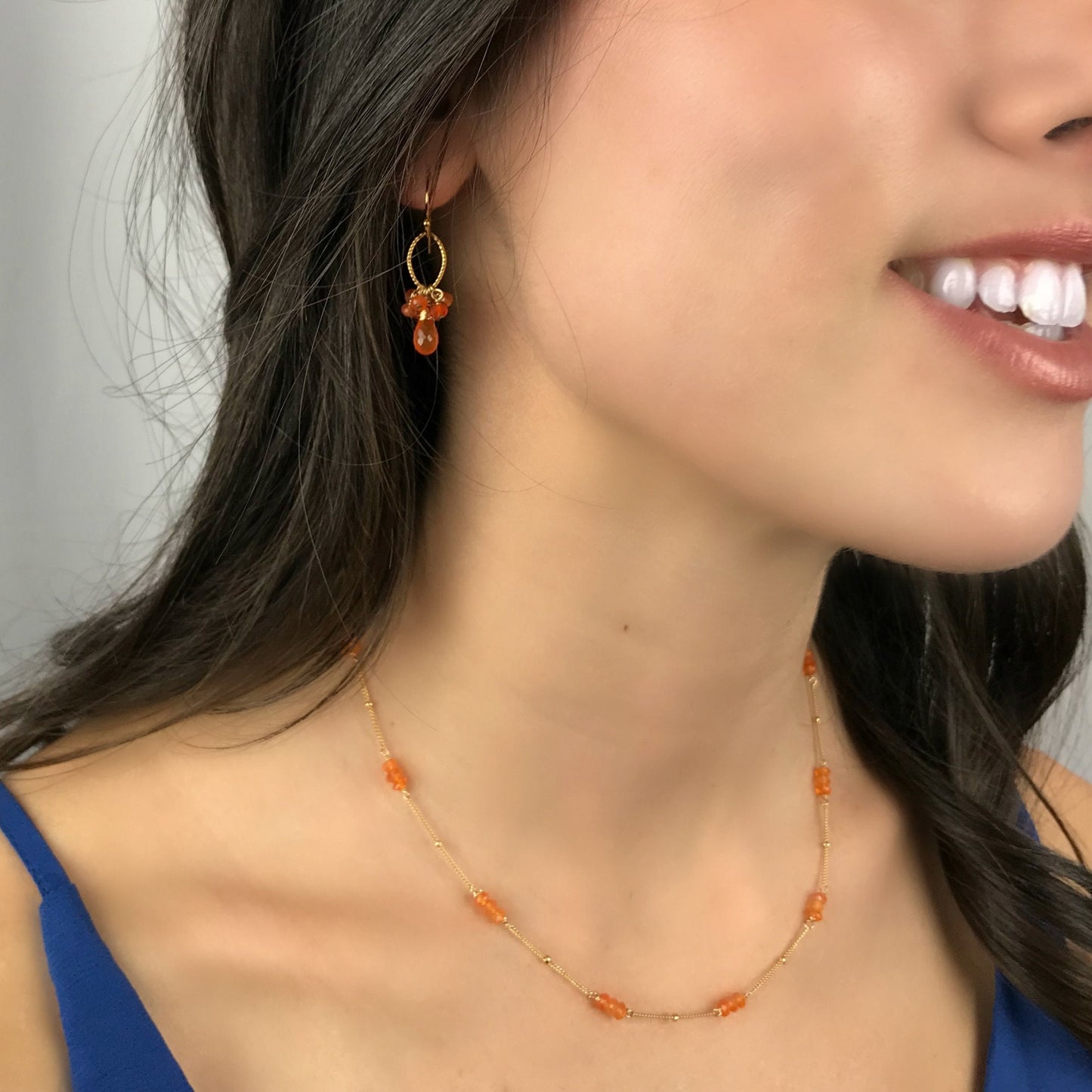 Dainty Carnelian Gemstone Choker Necklace – Handmade Orange Gemstone Jewelry for Everyday Wear, Minimalist Design