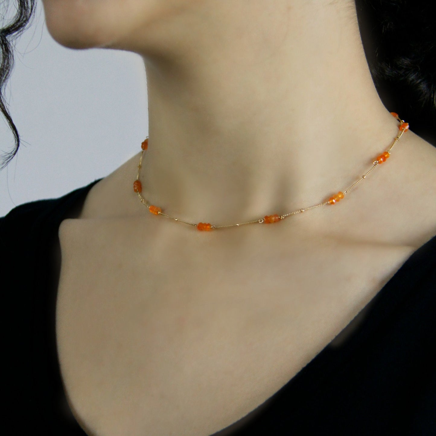 Dainty Carnelian Gemstone Choker Necklace – Handmade Orange Gemstone Jewelry for Everyday Wear, Minimalist Design
