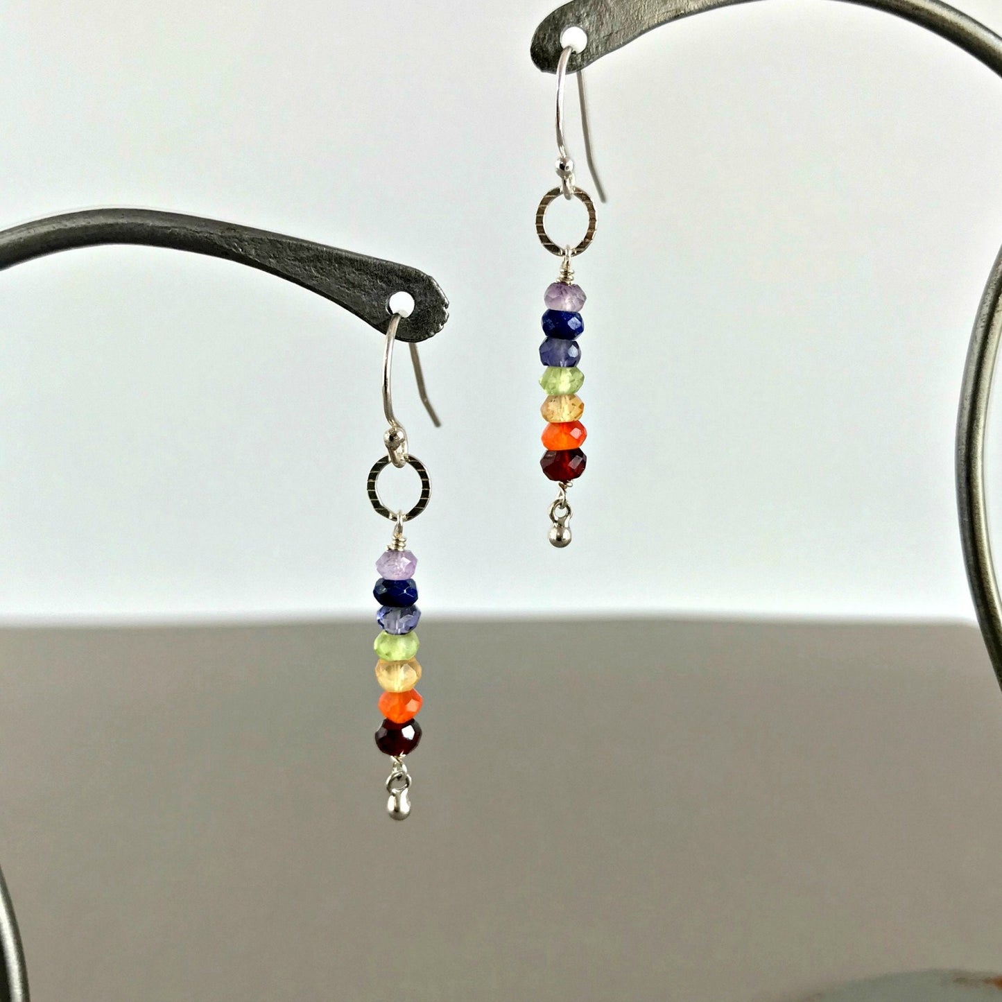 Chakra Earrings Rainbow Earrings Yoga Jewelry Dainty Earrings Silver Earrings Boho Earrings Cute Earrings Hippy Earrings Handmade Earrings