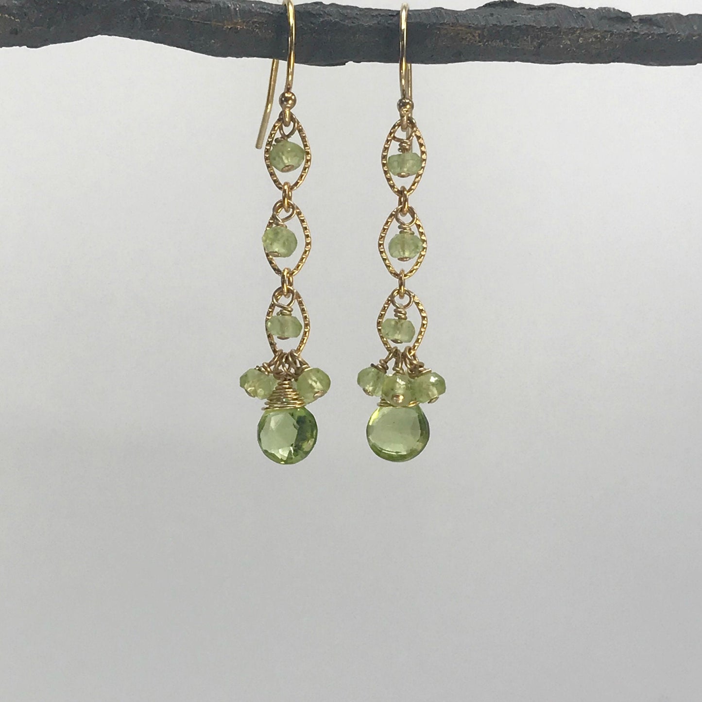 Peridot Earrings August Birthstone Gemstone Earrings Drop Earrings Linear Earrings Dangle Earrings Green Earrings Everyday Earrings