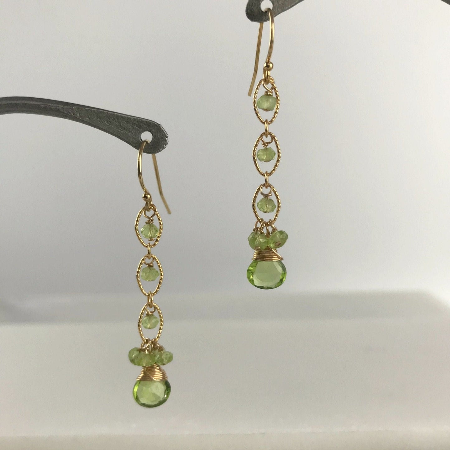 Peridot Earrings August Birthstone Gemstone Earrings Drop Earrings Linear Earrings Dangle Earrings Green Earrings Everyday Earrings