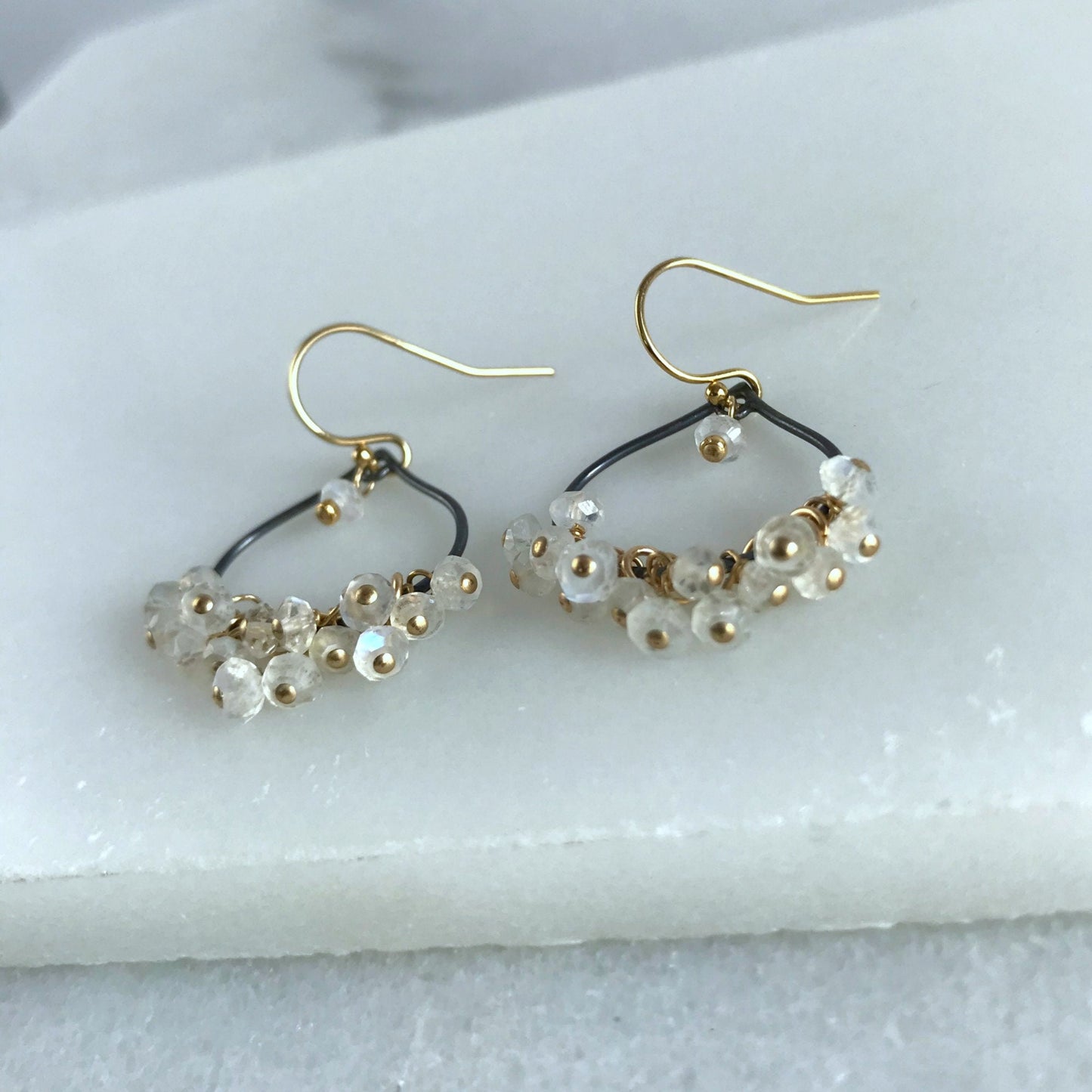 Moonstone Earrings Lotus Earrings June Birthstone Dangle Earrings Yoga Earrings Gemstone Earrings Dainty Earrings Gift for Her Gift for Mom