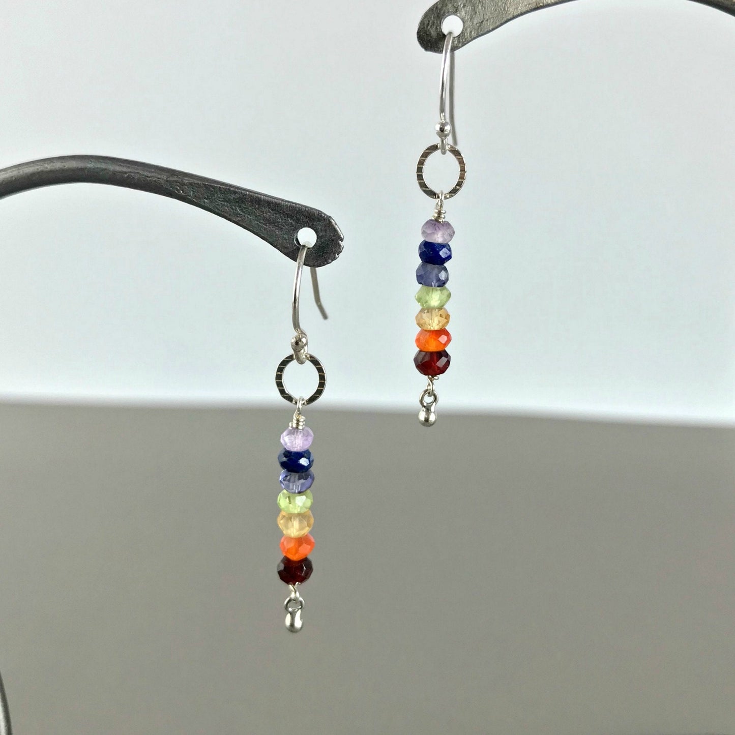 Chakra Earrings Rainbow Earrings Yoga Jewelry Dainty Earrings Silver Earrings Boho Earrings Cute Earrings Hippy Earrings Handmade Earrings