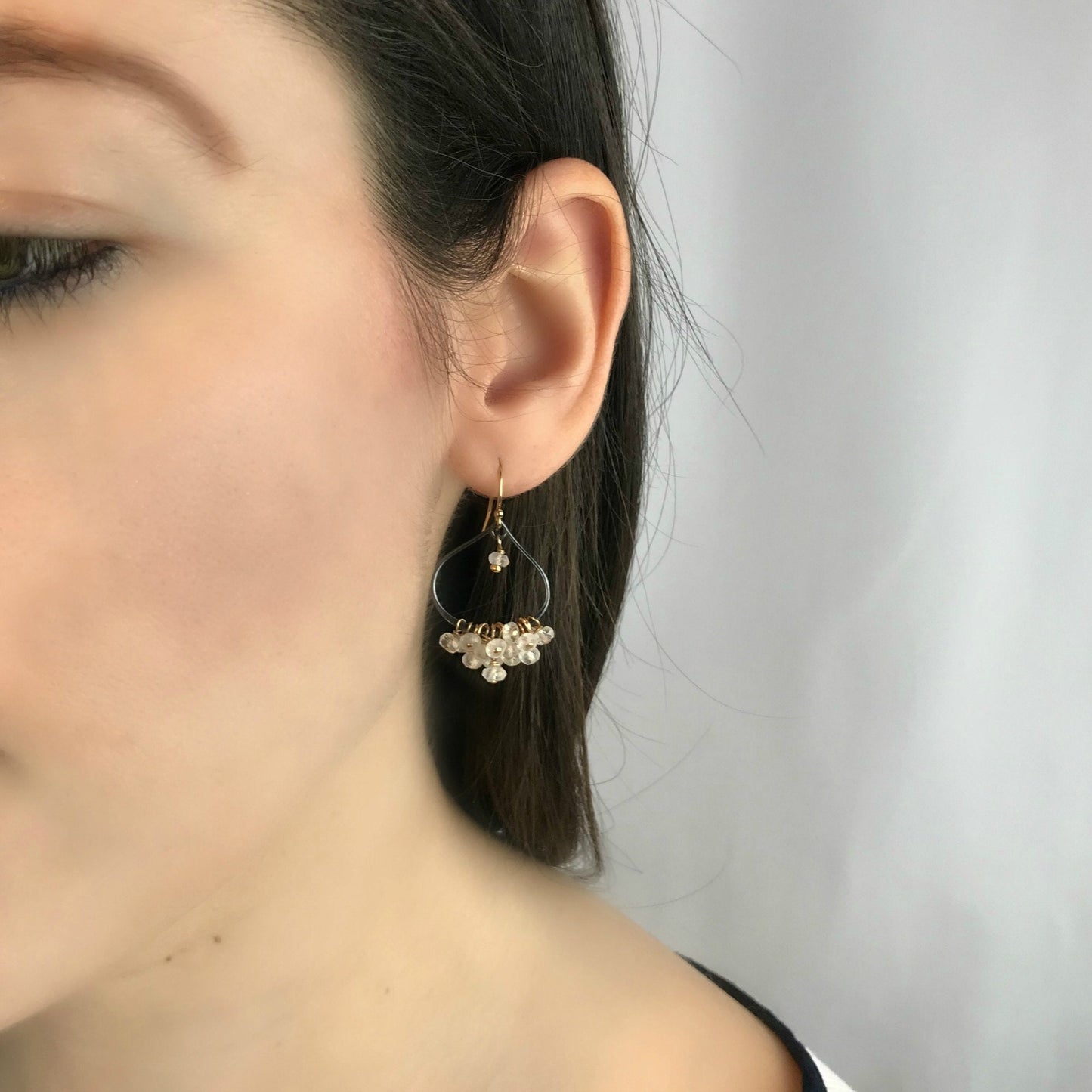 Moonstone Earrings Lotus Earrings June Birthstone Dangle Earrings Yoga Earrings Gemstone Earrings Dainty Earrings Gift for Her Gift for Mom