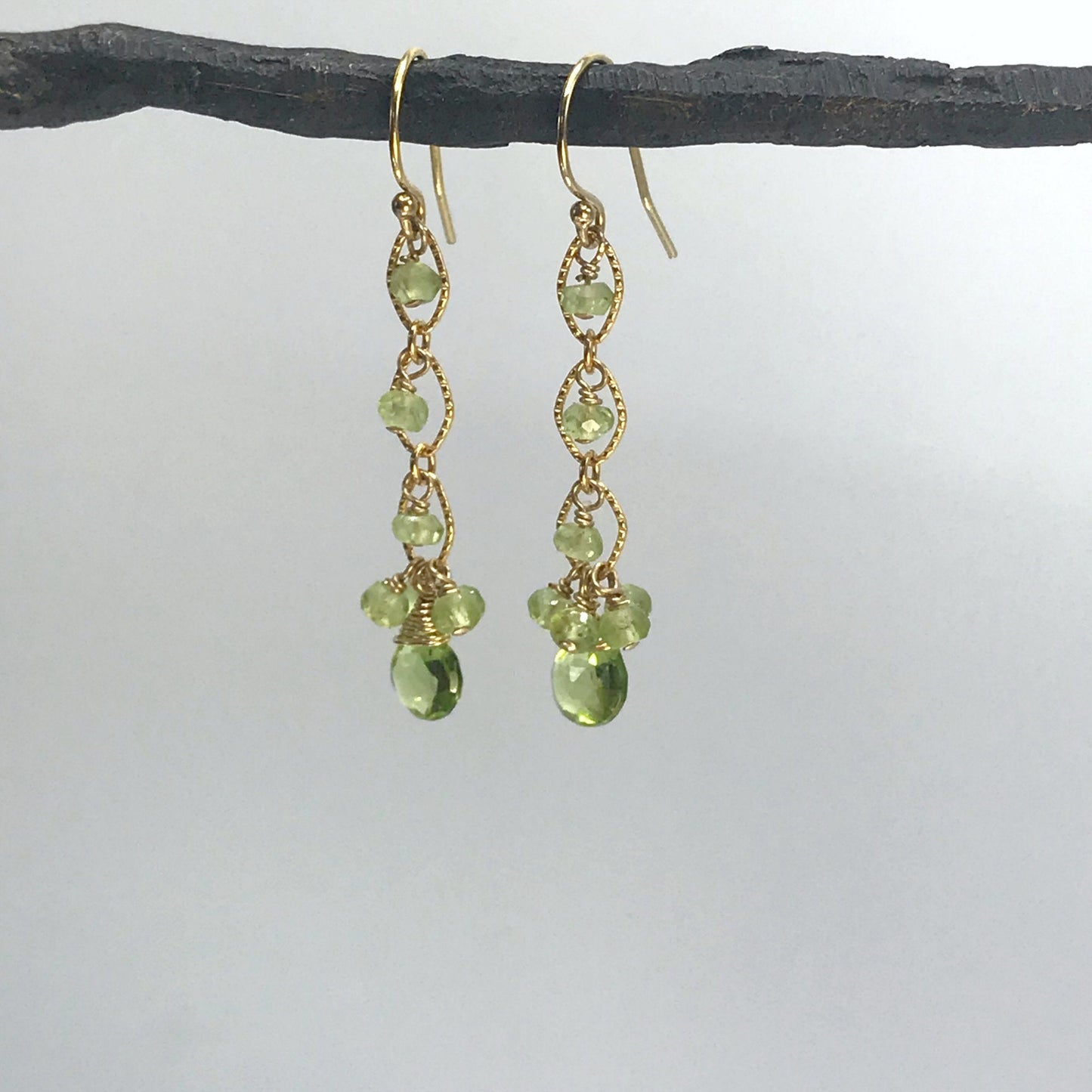 Peridot Earrings August Birthstone Gemstone Earrings Drop Earrings Linear Earrings Dangle Earrings Green Earrings Everyday Earrings