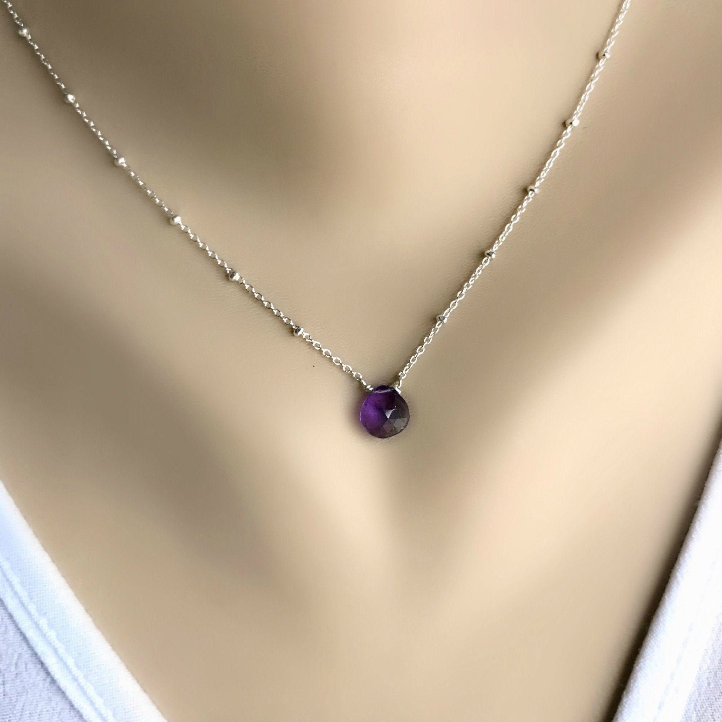 Amethyst Necklace Birthstone Necklace Gemstone Necklace Dainty Necklace Layering Necklace Everyday Necklace February Birthstone Gift for Her