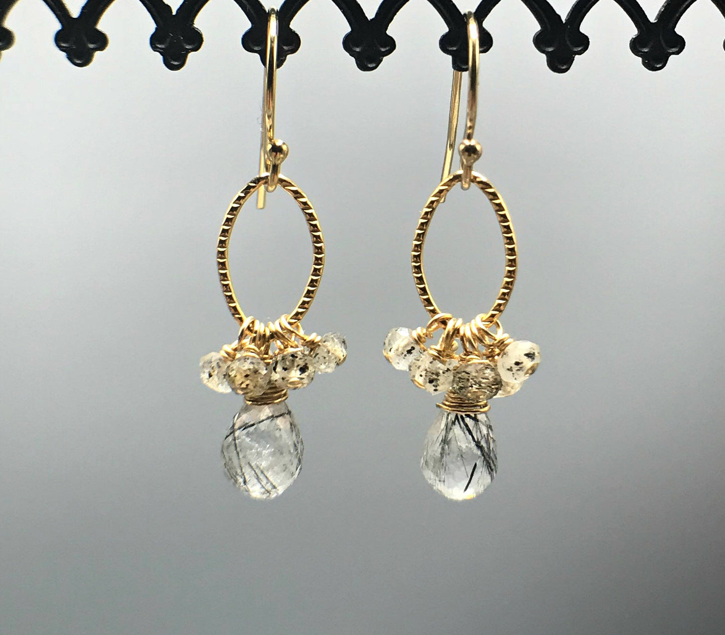 Quartz Earrings Rutilated Quartz Dainty Earrings Cute Earrings Minimalist Earrings Gemstone Earrings Handmade Earrings Crystal Earrings