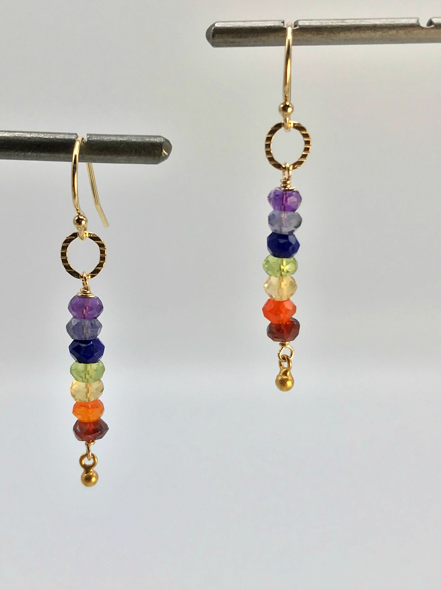 Chakra Earrings Rainbow Earrings Yoga Jewelry Dainty Earrings Silver Earrings Boho Earrings Cute Earrings Hippy Earrings Handmade Earrings