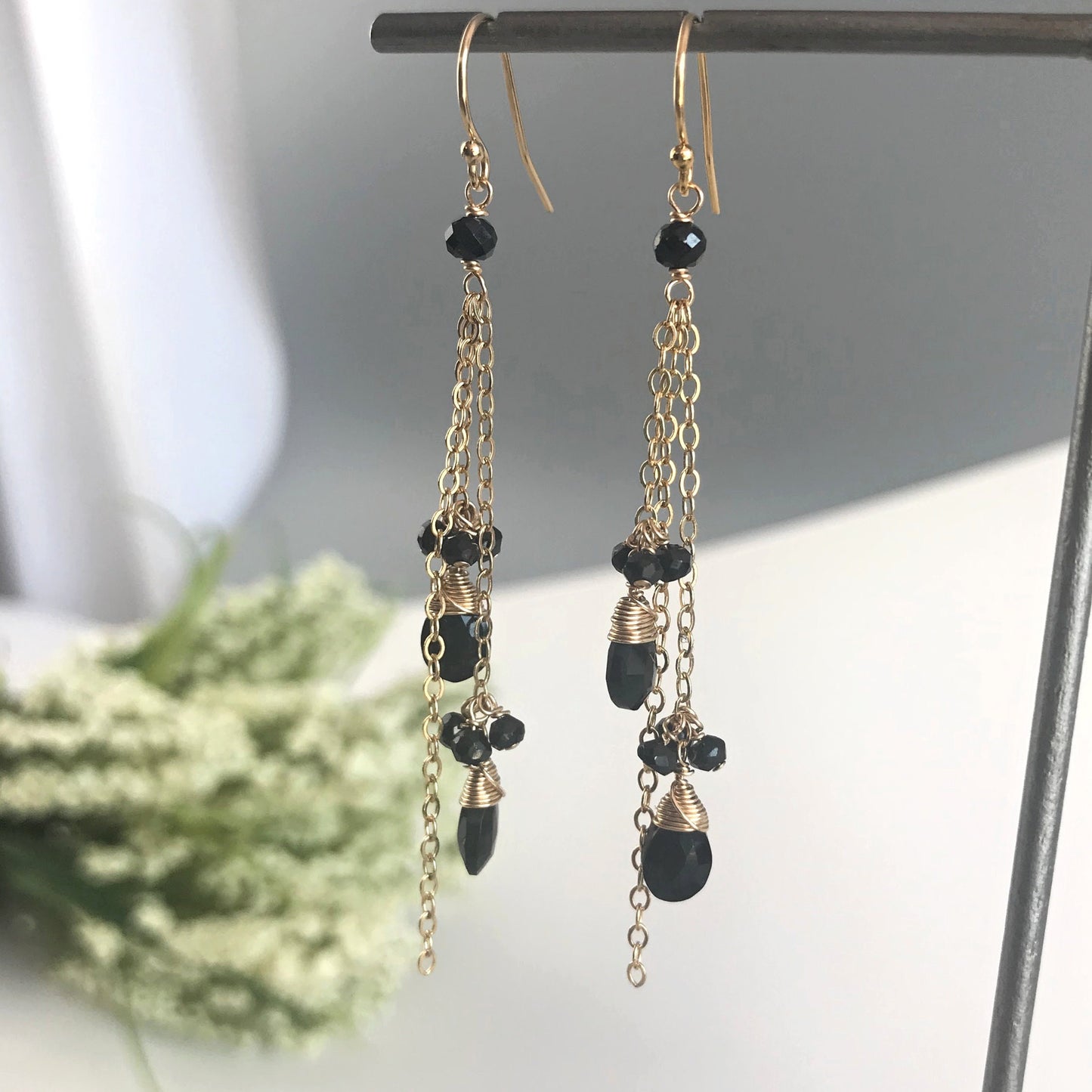 Black Earrings Dangle Earrings Gold Earrings Earrings for Women Long Earrings Dangle Earrings Drop Earrings Statement Earrings Gift for Mom