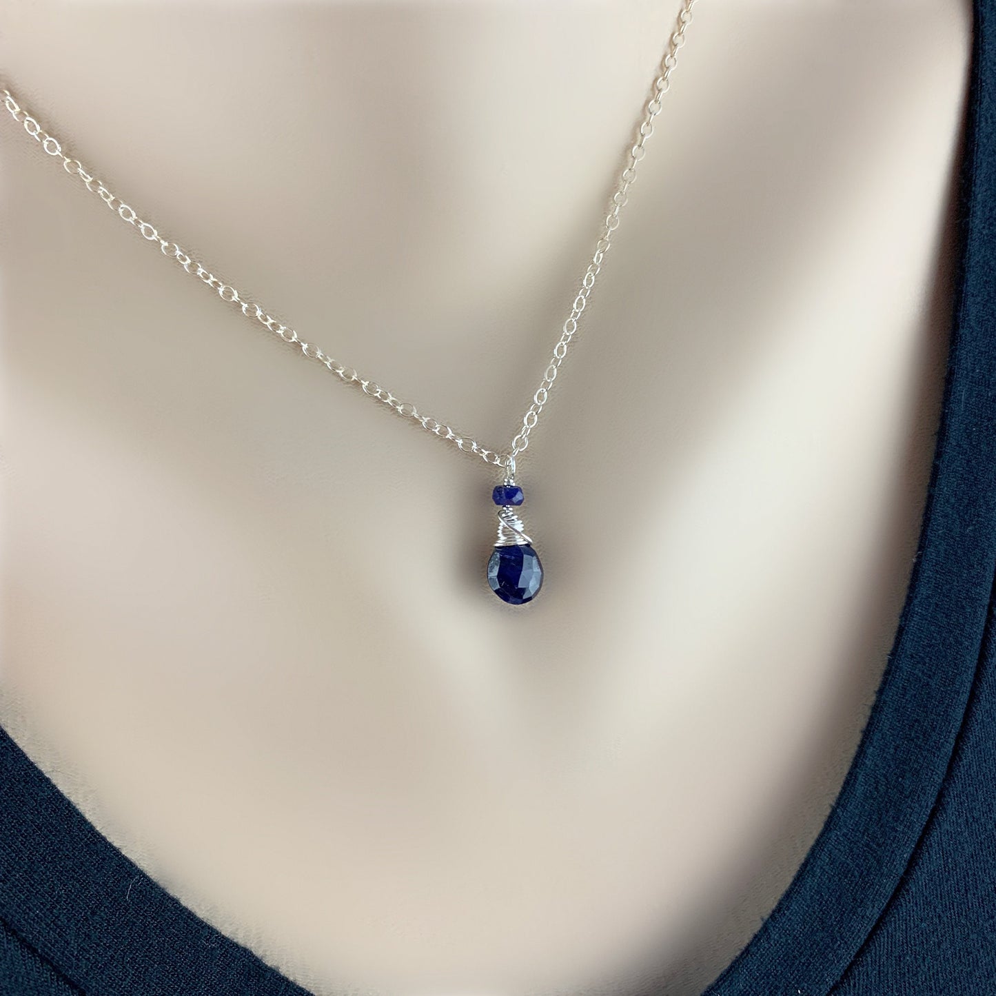 Sapphire Necklace Blue Sapphire Layering Necklace September Birthstone Dainty Necklace Silver Necklace Gold Necklace Necklace for Women