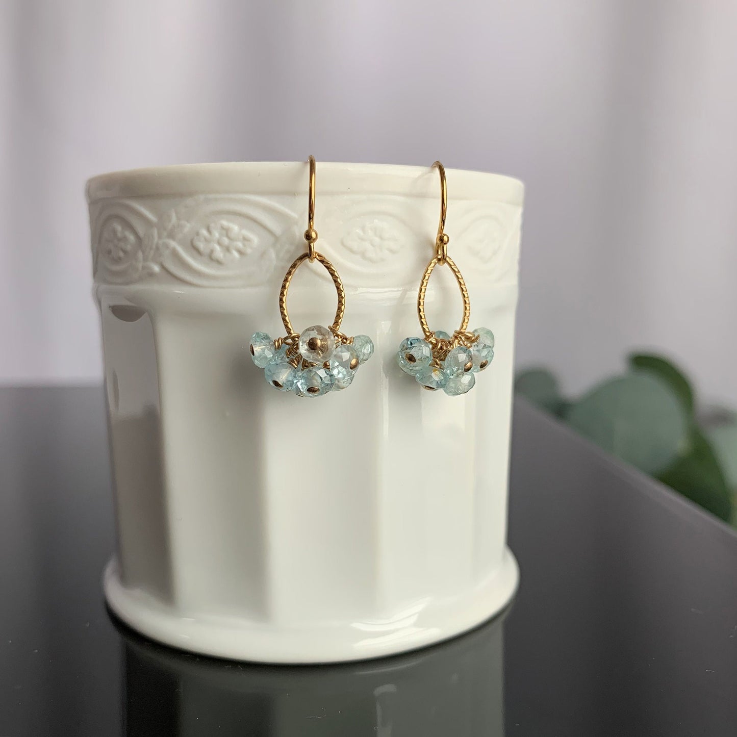 Blue Earrings Aquamarine Earrings Delicate Earrings Minimalist Earrings Small Earrings March BirthStone Bridesmaid Earrings Gift for Mom