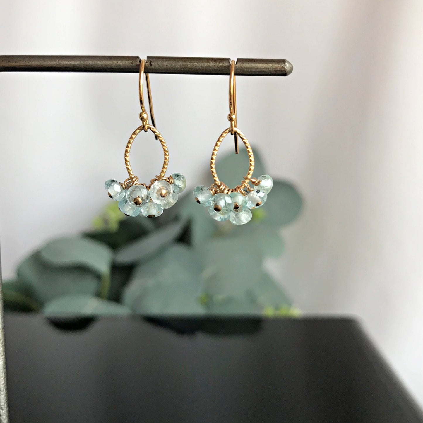 Blue Earrings Aquamarine Earrings Delicate Earrings Minimalist Earrings Small Earrings March BirthStone Bridesmaid Earrings Gift for Mom