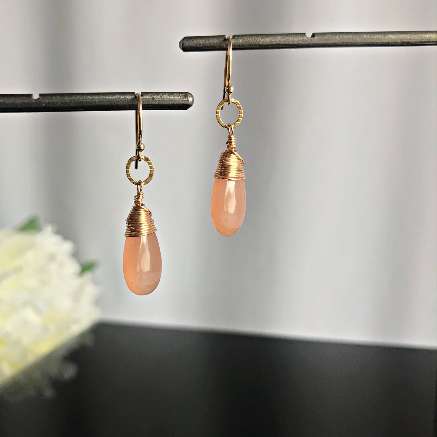 Moonstone Earrings Teardrop Earrings Gold Earrings Cute Earrings Dainty Earrings Gemstone Earrings Earrings for Women Gift for Girlfriend