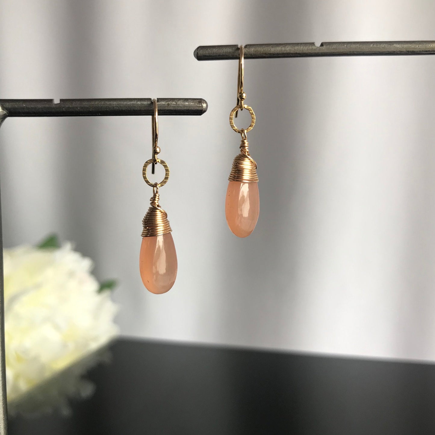 Moonstone Earrings Teardrop Earrings Gold Earrings Cute Earrings Dainty Earrings Gemstone Earrings Earrings for Women Gift for Girlfriend
