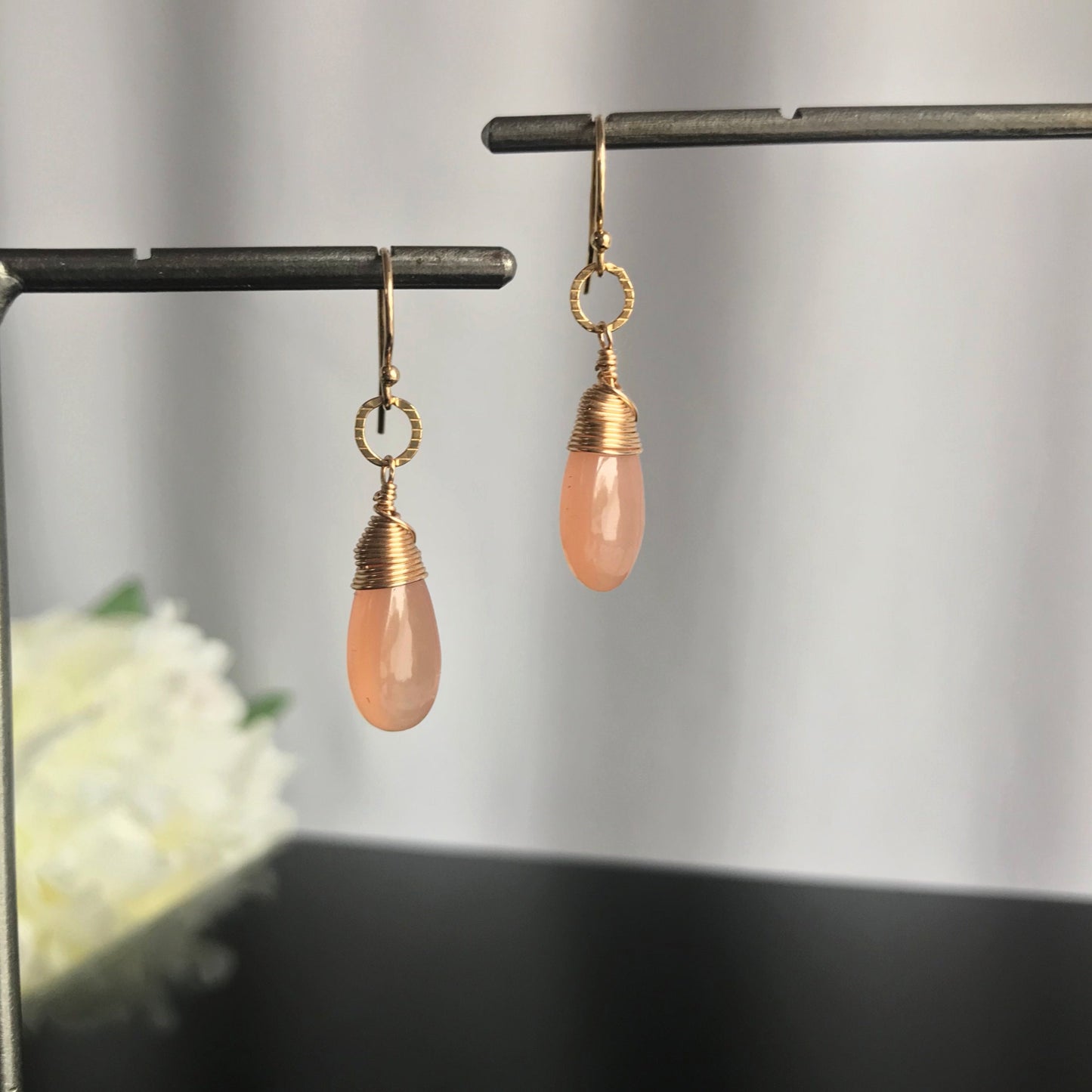 Moonstone Earrings Teardrop Earrings Gold Earrings Cute Earrings Dainty Earrings Gemstone Earrings Earrings for Women Gift for Girlfriend