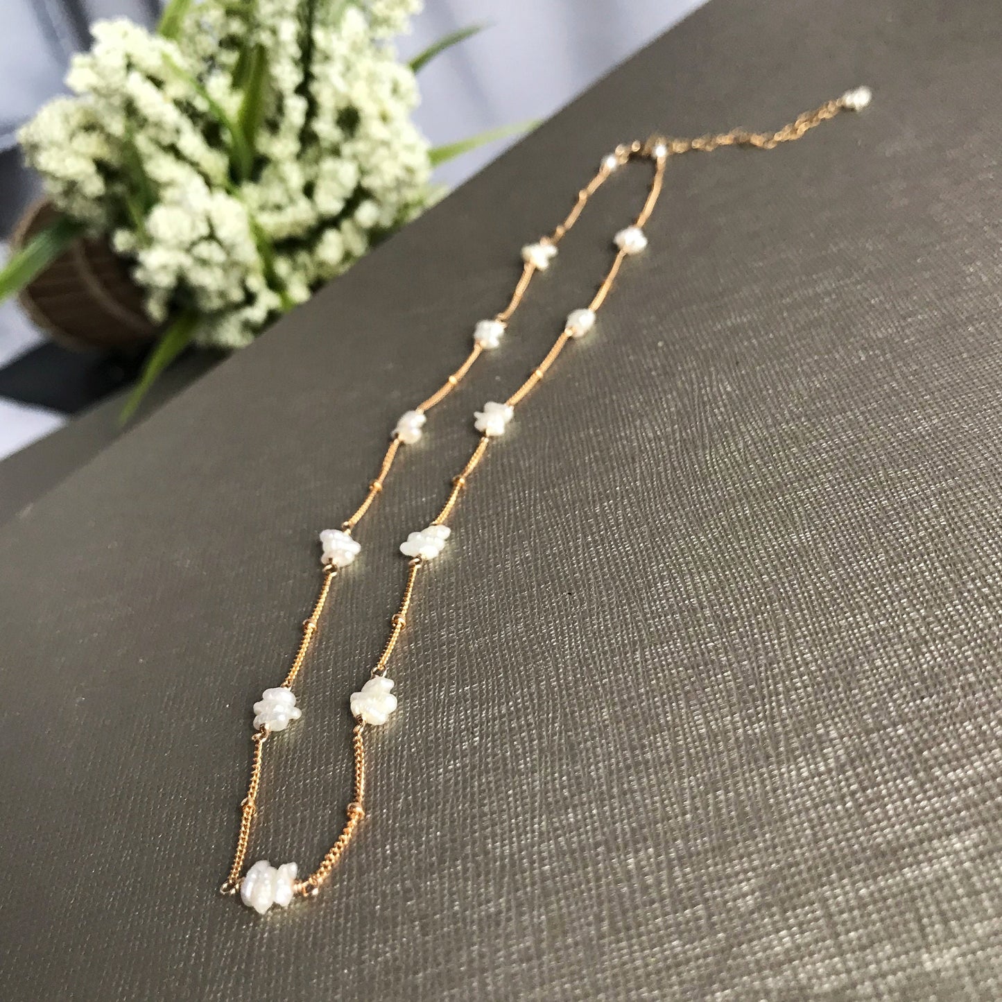The necklace is available in Sterling Silver, 14K Gold Filled, or Black Oxidized Sterling Silver satellite chain, and includes a 2-inch extension chain for an adjustable fit. If you would like any customizations, feel free to reach out—I would be happy to help you create the perfect piece.
