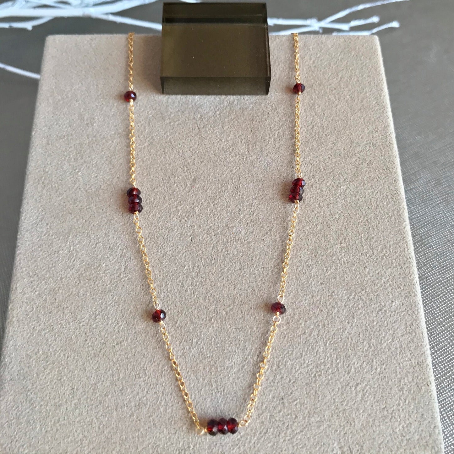 Garnet Necklace,Layering Beads Necklace,Dainty Garnet Jewelry,Birthstone Necklace,Garnet Choker Necklace, Garnet Necklace for Women