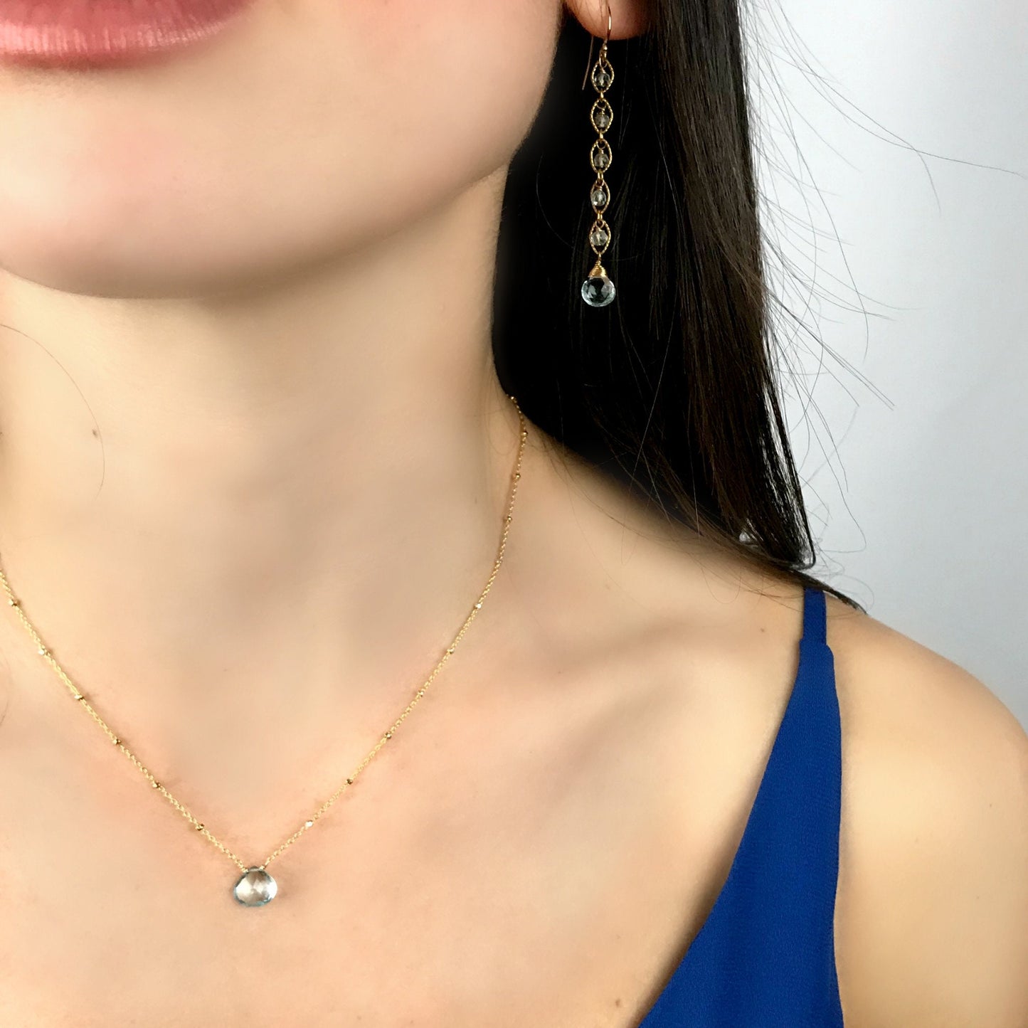 Blue Topaz Earrings,Linear Earrings,Drop Earrings,Long Earrings,Elegant Earrings,Dainty Earrings,Delicate Earrings,December Birthstone