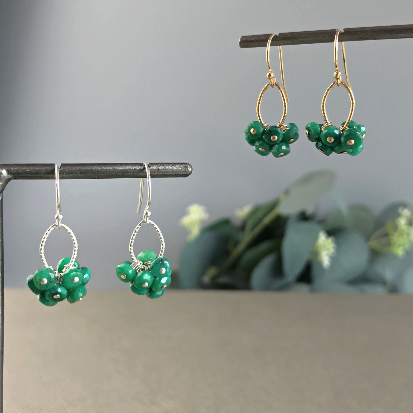 Emerald Earrings May Birthstone Minimalist Earrings Gemstone Earrings Dainty Earrings Delicate Earrings Cute Earrings Mother's Day Gift