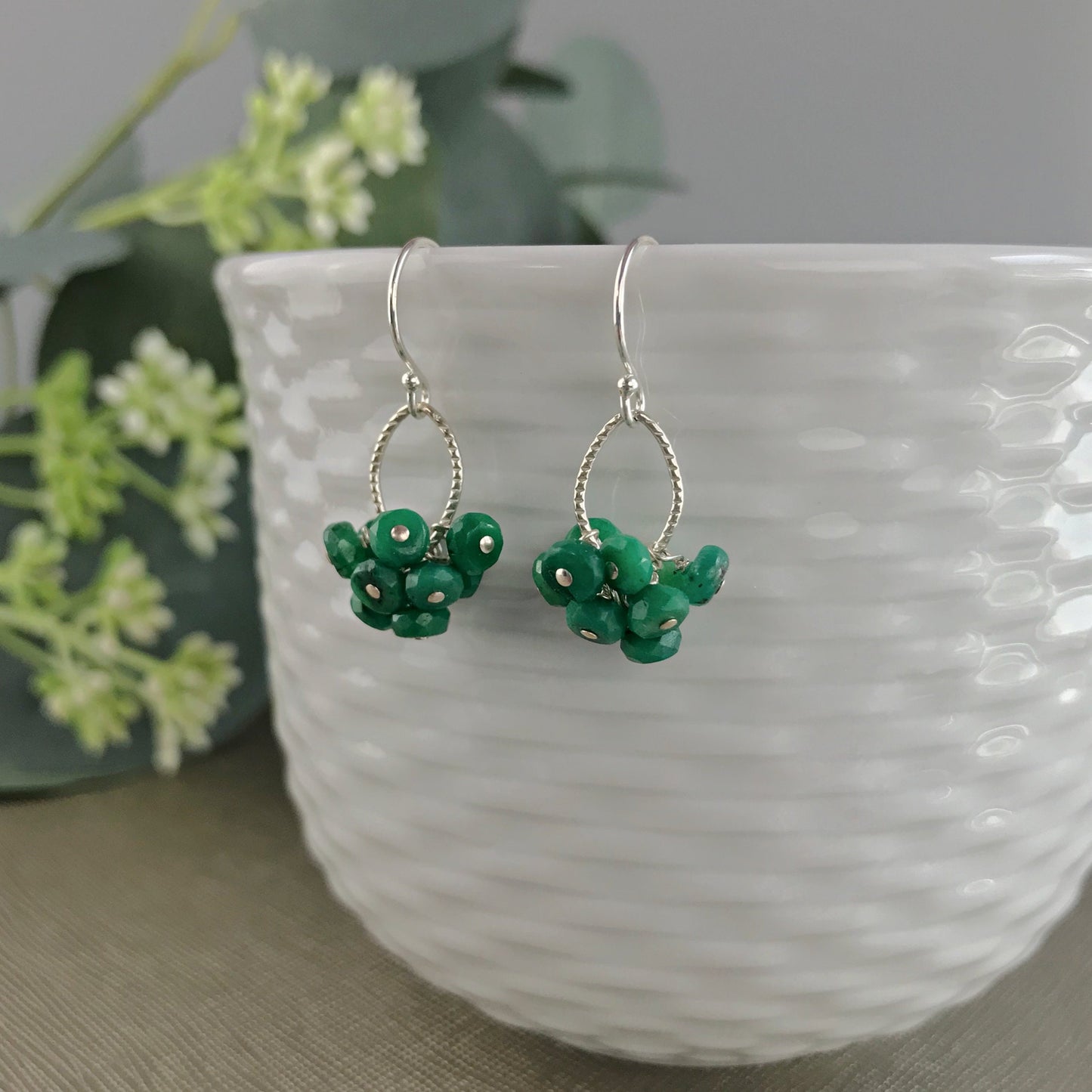 Emerald Earrings May Birthstone Minimalist Earrings Gemstone Earrings Dainty Earrings Delicate Earrings Cute Earrings Mother's Day Gift