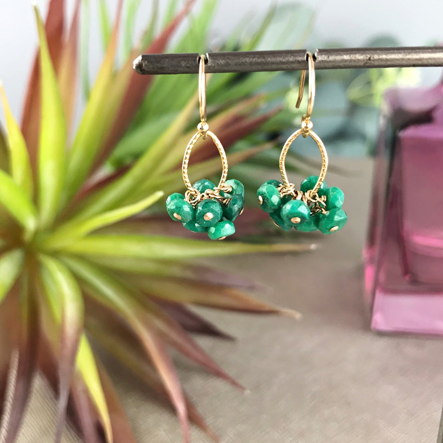 Emerald Earrings May Birthstone Minimalist Earrings Gemstone Earrings Dainty Earrings Delicate Earrings Cute Earrings Mother's Day Gift