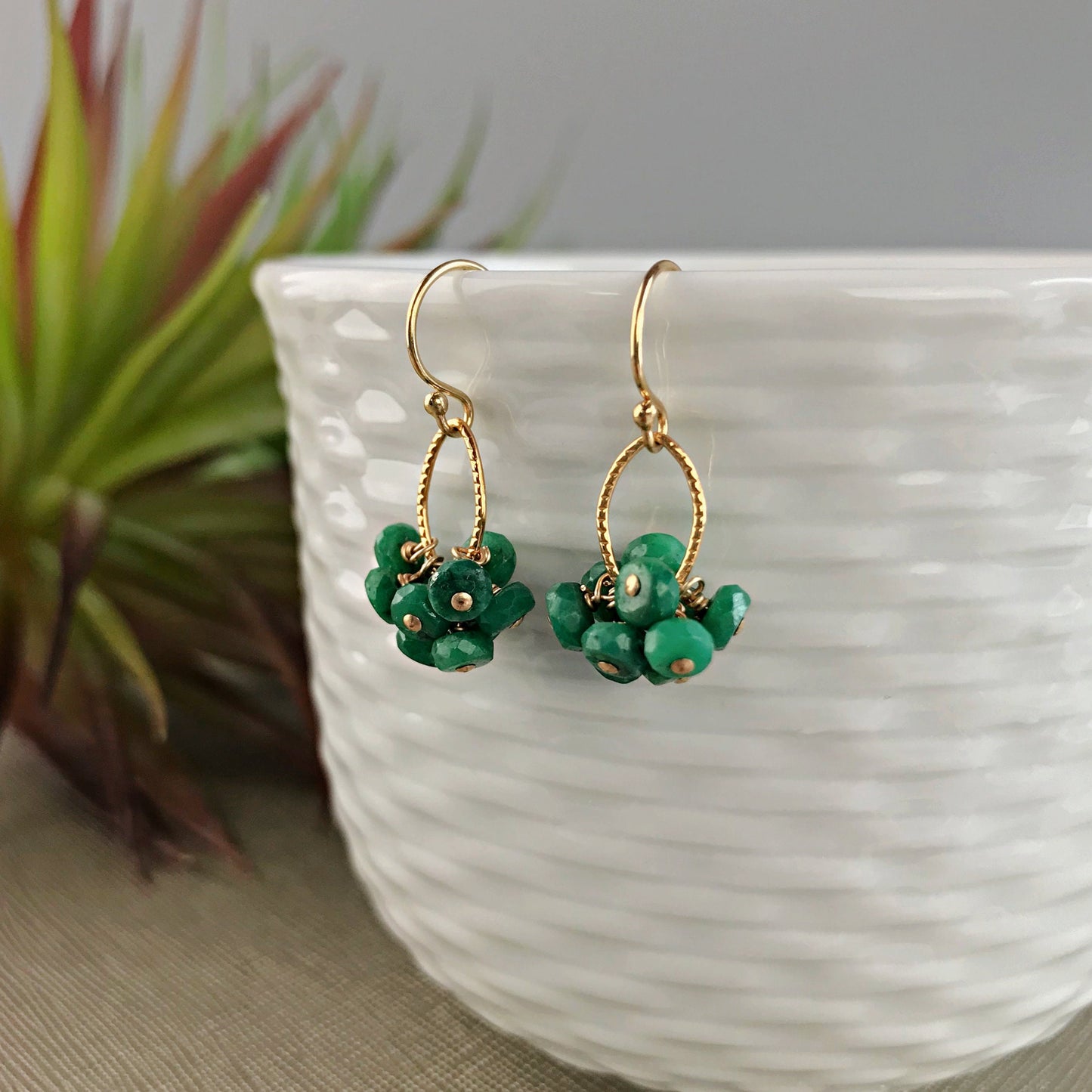 Emerald Earrings May Birthstone Minimalist Earrings Gemstone Earrings Dainty Earrings Delicate Earrings Cute Earrings Mother's Day Gift